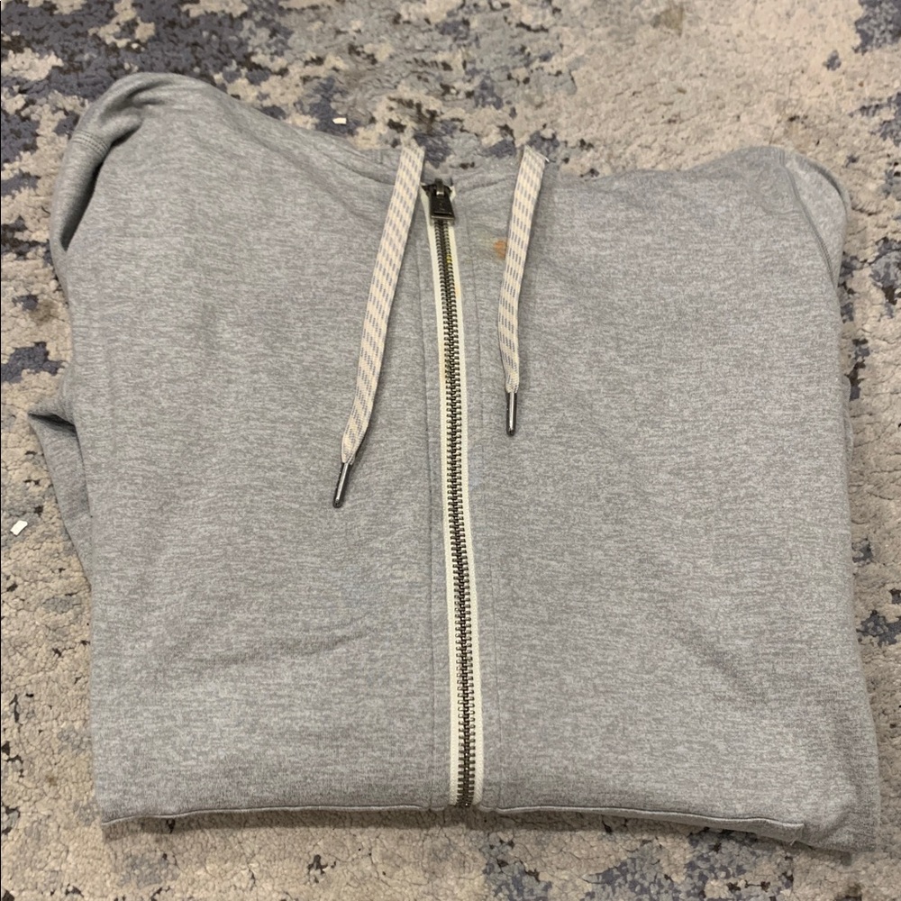 Women's Light Gray Zip Hoodie with Hood - Picture 3 of 7